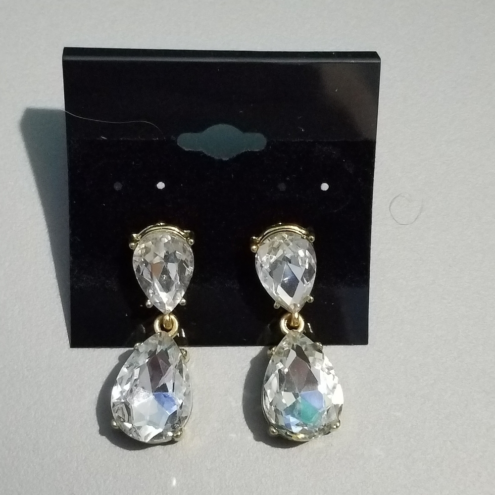 Crystal and Gold Dangle Earrings